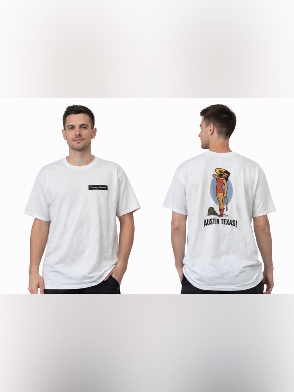 Gildan ultra cotton white Men's Short Sleeve Tee from thom’s market austin texas